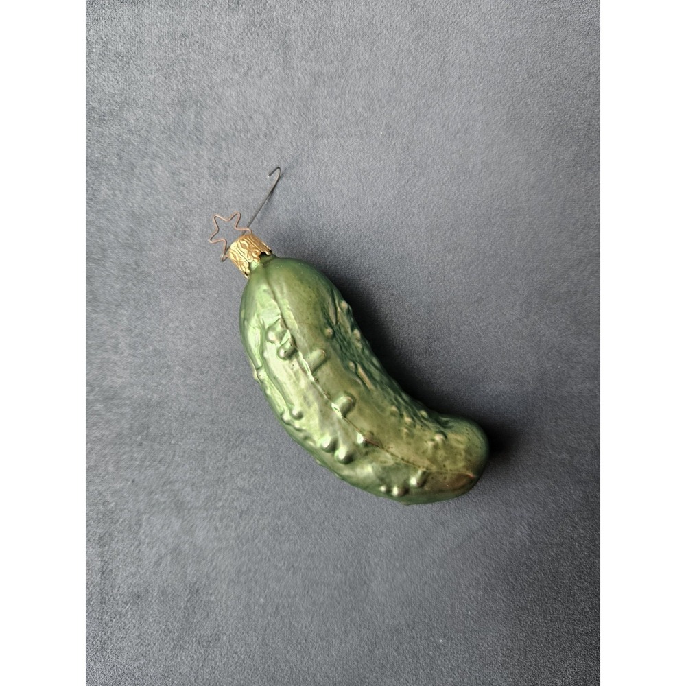 Vintage Christmas Ornament Green Pickle with Star Unusual Unique